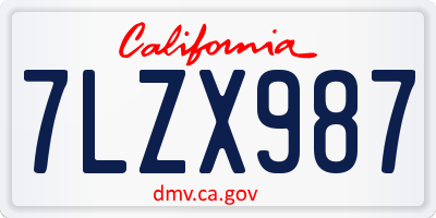 CA license plate 7LZX987