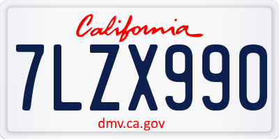 CA license plate 7LZX990