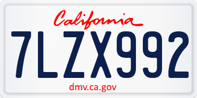 CA license plate 7LZX992