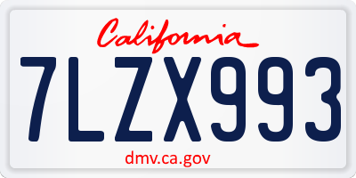 CA license plate 7LZX993