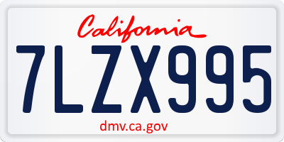 CA license plate 7LZX995