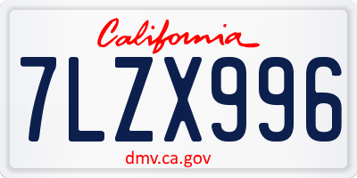 CA license plate 7LZX996