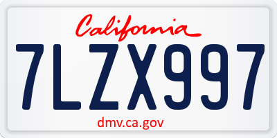 CA license plate 7LZX997