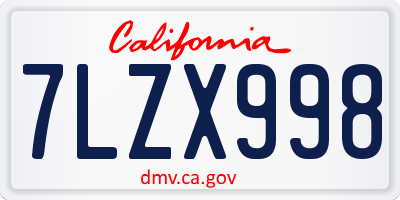 CA license plate 7LZX998