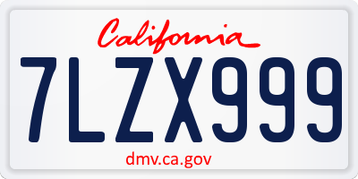 CA license plate 7LZX999