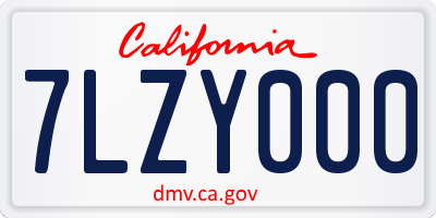 CA license plate 7LZY000