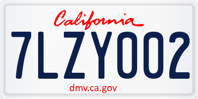 CA license plate 7LZY002