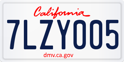 CA license plate 7LZY005