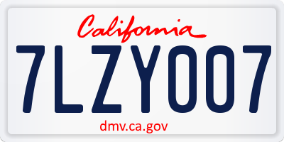 CA license plate 7LZY007