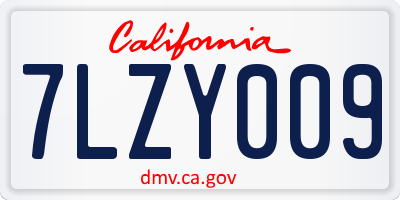 CA license plate 7LZY009