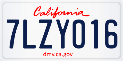 CA license plate 7LZY016