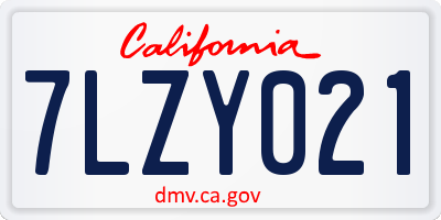 CA license plate 7LZY021