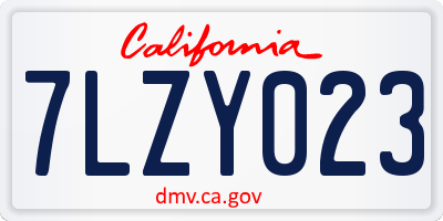 CA license plate 7LZY023