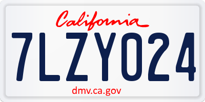 CA license plate 7LZY024
