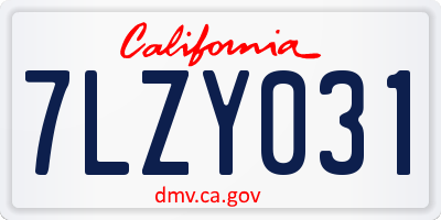 CA license plate 7LZY031