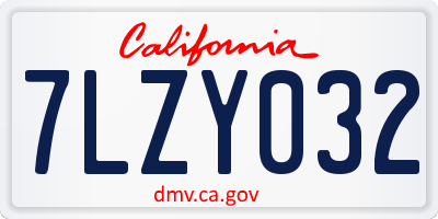 CA license plate 7LZY032