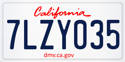 CA license plate 7LZY035