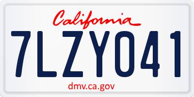 CA license plate 7LZY041