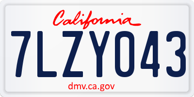 CA license plate 7LZY043