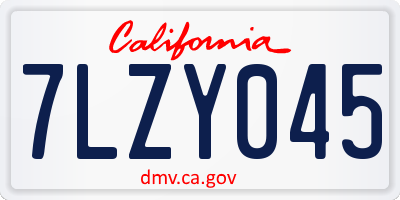 CA license plate 7LZY045