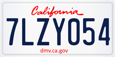 CA license plate 7LZY054