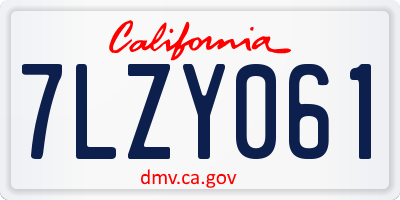CA license plate 7LZY061