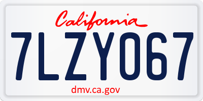 CA license plate 7LZY067