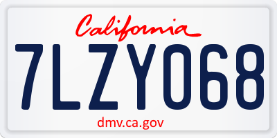 CA license plate 7LZY068