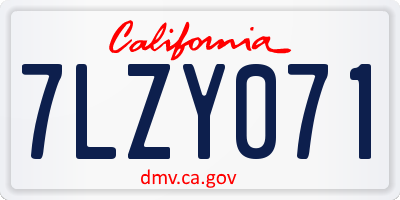 CA license plate 7LZY071