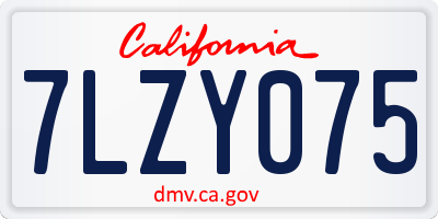 CA license plate 7LZY075