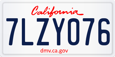 CA license plate 7LZY076