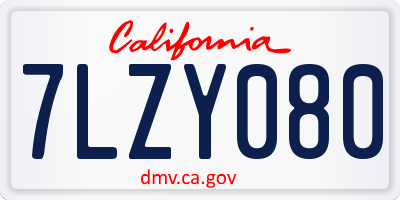 CA license plate 7LZY080