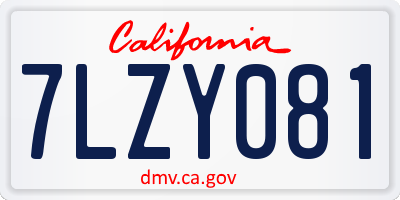 CA license plate 7LZY081