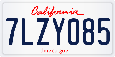 CA license plate 7LZY085