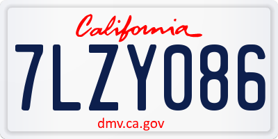 CA license plate 7LZY086