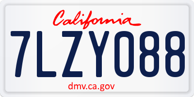 CA license plate 7LZY088