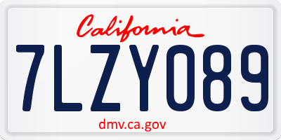 CA license plate 7LZY089