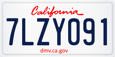 CA license plate 7LZY091