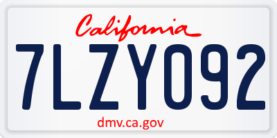 CA license plate 7LZY092