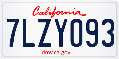 CA license plate 7LZY093
