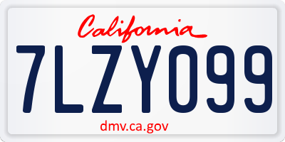 CA license plate 7LZY099