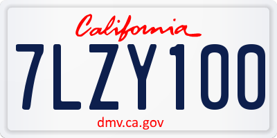 CA license plate 7LZY100
