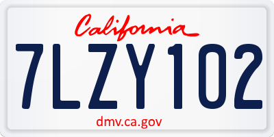 CA license plate 7LZY102