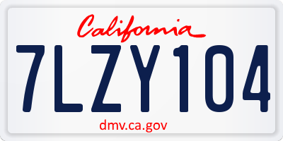 CA license plate 7LZY104