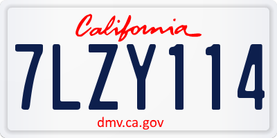 CA license plate 7LZY114