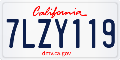 CA license plate 7LZY119
