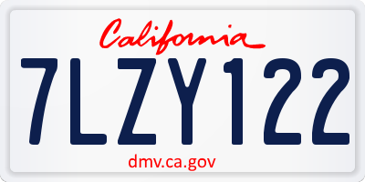 CA license plate 7LZY122