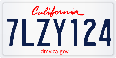 CA license plate 7LZY124