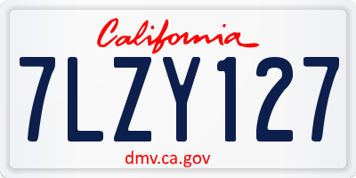 CA license plate 7LZY127