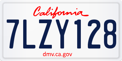 CA license plate 7LZY128